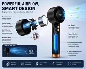 Wholesale Custom Handheld Fan Portable 100 Gears <b>Small</b> Electric Ventilador Mini USB Rechargeable Air <b>Cooler</b> Fan - Product Image 2