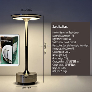 Senya-Pro 2000MAh Không Dây Bảng Có Thể Sạc Lại DC 3 Cct Thay Đổi Độ Sáng Tính Năng Phòng Ngủ Đầu Giường Phòng Ăn Chiếu Sáng Nhôm - Product Image 3