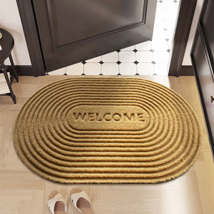 Tapis de bienvenue ovale en fibre de polyester, antidérapant et absorbant l'eau, pour entrée commerciale, utilisation intérieure et extérieure - Product Image 1
