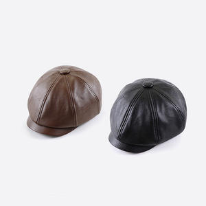 2025 nouveau Style britannique PU cuir gavroche chapeau bérets décontracté rétro Renaissance huit panneau quatre saisons unisexe pour la fête en plein air - Product Image 6