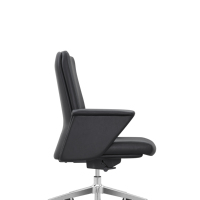 Chaise de bureau confortable et moderne avec dossier mi-haut, en cuir véritable, pivotante, réglable en hauteur, pour salle de conférence et réception
