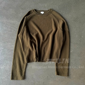 Clothing Manufacturer Custom <b>Shirt</b> Heavy Cotton Drop Shoulder Jersey Blank Plain Oversized <b>Waffle</b> Knit Long Sleeve t <b>Shirts</b> Men - Product Image 2