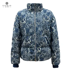 Ukiyo-e Style Under the Wave off Kanagawa Design Men's Puffer Jacket Heavy Weight Fashion Japanese style Women's Down Coat