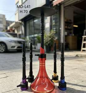 Amber Glass <b>Hookah</b> Set Metal <b>Pipe</b> Stem Bowl Base Kit for Lounge Bar Home Use - Product Image 6