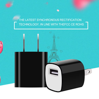 Chargeur mural portable 5W 5V1A avec prise US, USB-C unique, certifié CE FCC, pour téléphone portable, vente en gros usine