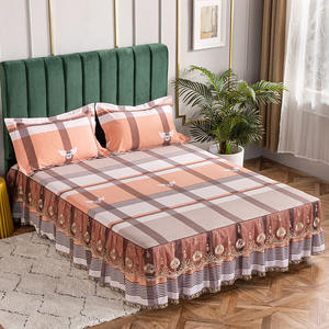 Jupe de <span class=keywords><strong>lit</strong></span> et couvre-<span class=keywords><strong>lit</strong></span> ensemble de trois pièces draps en fourrure épaissie en dentelle taie d'oreiller à bord à volants - Product Image 3