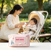 Lingettes humides écologiques personnalisées en usine, 80 pièces, douces et non irritantes pour le nettoyage de la peau des nourrissons et des femmes enceintes