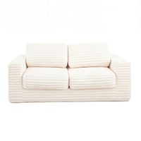 Sofá Cama de Terciopelo Acanalado con Relleno de Esponja, Estilo Crema, Compresión al Vacío, Línea Recta, para Sala de Estar y Apartamentos Pequeños, OEM