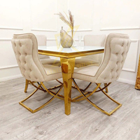 Meubles de salle à manger de haute qualité pour appartement, table à manger minimaliste de luxe avec plateau en verre trempé, 4 places