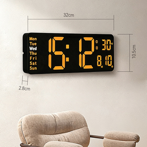 Reloj Electrónico Inteligente con <span class=keywords><strong>Temperatura</strong></span> y Humedad, Pantalla LED Grande, Sistema de Alarma, Reloj Digital de Pared con Control Remoto - Product Image 2