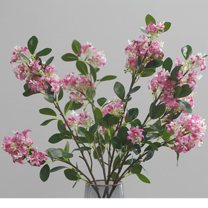 IJ050 - Flores Artificiales de Seda al por Mayor, Murraya Paniculata, Lila, Decoración para el Hogar y Bodas, Color Morado y Blanco - Product Image 5