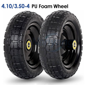 10" Flat-Free Solid Tire and <b>Wheel</b> Hand Trolley <b>Replacement</b> 4.10/3.50-4 PU Foam <b>Wheel</b> with 5/8" Axle Bore Hole - Product Image 1