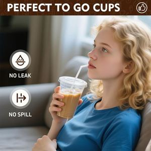 Paquete de 1000 Vasos Desechables Transparentes de Plástico para Café Helado con Tapas Planas para Fiestas y Comida para Llevar - Product Image 4