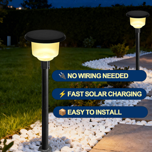 Lámpara Solar LED para Camino de Jardín, Luz Blanca Cálida, Panel Solar Monocristalino ABS, Batería LiFePo4 de 4000mAh, Impermeable IP65, Ángulo de Haz de 360° - Product Image 3