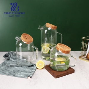 800ML 1000ML 2000ML Jarra de tetera de vidrio resistente al calor de alto borosilicato con tapa de corcho de roble Jarra para beber agua - Product Image 1