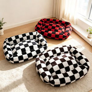 Custom Chessboard Square Soft Pet <b>Bed</b> Large Deep Sleep Cat House Dog Nest Winter Warm Pet <b>Pad</b> For Indoor Dogs Cats - Product Image 2