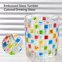 Verre à boire en verre gaufré coloré, verre à eau, verre à jus, verre highball pour café, restaurant, OEM, ODM