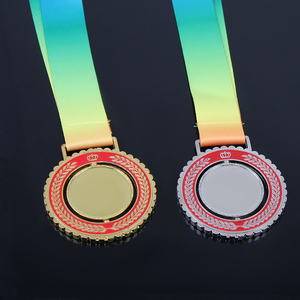 Premios de medalla de estilo real rojo trigo Diseño moderno de alto grado Medalla de círculos dobles grandes Regalo de negocios de recuerdo Medallón personalizado - Product Image 4