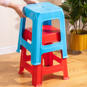<b>Plastic</b> Square <b>Stool</b> 28cm Diameter 47cm Height Thickened Restaurant Furniture Modern Minimalist Style - Product Image 2