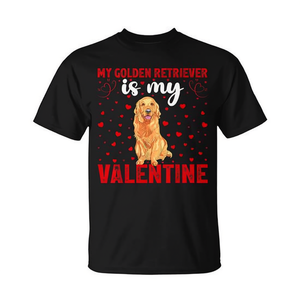 T-shirt promotionnel sur le thème des chiens « Mon Golden Retriever est mon Saint-Valentin » avec cœurs d'amour - Product Image 2