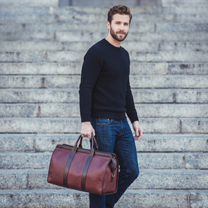 Sacs de voyage week-end de luxe unisexes en cuir véritable imperméable de haute qualité, prix de gros, polyester de haute qualité - Product Image 1