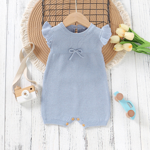 Vêtements d'été pour bébé en coton biologique Ins, vente en gros, sans manches, avec bouton en bas, vêtements en tricot pour bébé pour fille et garçon, Ropa <span class=keywords><strong>Bebe</strong></span> - Product Image 4