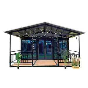 Custom Eco Prefabricated Modular Expandable Mobile Metal Container House With Patio For Coffee Shop Restaurant Military