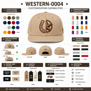 Casquette Snapback en coton <span class=keywords><strong>à</strong></span> calotte souple, marque privée, avec motif <span class=keywords><strong>fer</strong></span> <span class=keywords><strong>à</strong></span> <span class=keywords><strong>cheval</strong></span>, gamme Rustic, pour détaillants de produits de style campagnard, avec patch personnalisé - Product Image 5