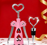 Ensemble cadeau moderne de bouchons à vin en acier inoxydable, tire-bouchon à ailettes personnalisable, ouvre-bouteille facile à utiliser, ouvre-bière, couleur et logo personnalisés