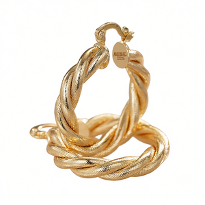 Orecchini Anubac Golden Hoop, Placcati in Oro 22k, Design Intrecciato, Gioielli di Lusso da Donna per Uso Quotidiano E4415 - Product Image 1