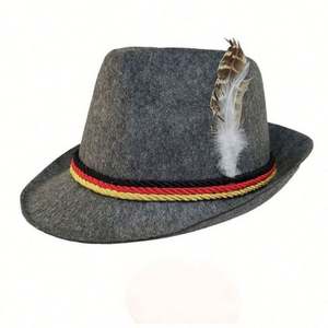 Sombrero de Disfraz Alemán para el Oktoberfest Bávaro con Plumas, Accesorio de Disfraz, Ecoparty - Product Image 1