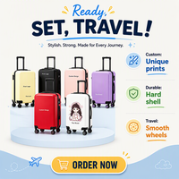 Valise à roulettes pour enfants, 20 pouces, légère, coque rigide, design de dessin animé, logo personnalisé, boîte cadeau avec serrure à code