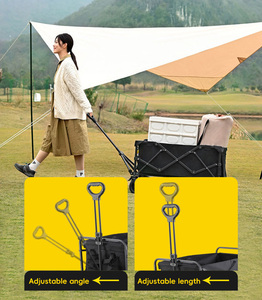 Folding <b>Collapsible</b> Camping Cart With Four-Wheel Nylon Basket Foldable Shopping Wagon Large Capacity Outdoor Utility Cart - Product Image 3