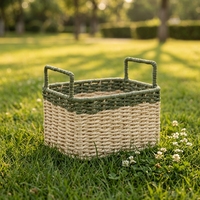 Cesta de Almacenamiento Tejida a Mano con Cuerda de Papel, Estilo Minimalista Moderno y Ecológico, con Tapa Estilo Ratán, para Decoración del Hogar, Regalo