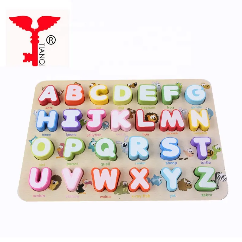 Early Educational Kids Puzzle Toy DIY ABC Animal Shape Alphabet 3d Wooden Puzzle