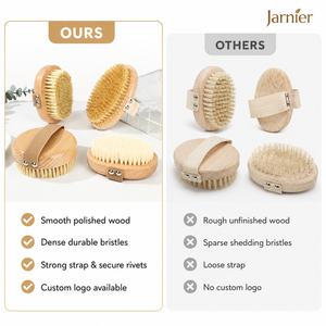 <span class=keywords><strong>Brosse</strong></span> corporelle exfoliante Jarnier avec logo personnalisé, 100 % <span class=keywords><strong>naturelle</strong></span>, en soies de sisal végétaliennes, manche en bambou, <span class=keywords><strong>pour</strong></span> massage sous la douche, utilisation humide ou sèche - Product Image 4