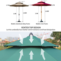 2,7 M Patio Umbrella Tilt Handkurbel Beach Shade Garden Sonnenschirm für Pool terrasse oder Balkon