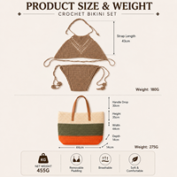 Ensemble de maillots de bain bohèmes pour femmes avec sac de plage à franges, bikini au crochet, ensemble pour les vacances d'été à la plage
