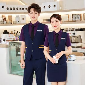 新着バーKTVサマーメンズレディースレストランバーユニフォーム同じスタイルのホテルフロントデスクケータリングウェイター作業服 - Product Image 4