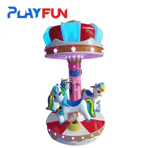 PlayFun China's Kiddie Rides 3 Players Merry Go Round Carousel Merry-Go-Round Machine Suitable for Indoor Outdoor Amusement Park