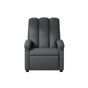 Poltrona Reclinabile Massaggiante in Pelle PU Grigio Scuro con Telecomando, Operazione Manuale a Un Posto, Stile Contemporaneo - Product Image 1