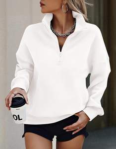 <b>Women's</b> Lightweight Windproof Half Zip Sweatshirts Hoodies Trendy Long Sleeve Pullover Tops Fall Winter <b>Outfits</b> Pockets - Product Image 5