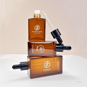 ขวดแก้วหยดทรงสี่เหลี่ยมแบนหรูหรา ขนาด 30 มล. 50 มล. 100 มล. พร้อมปลอกคอสีดำ สำหรับเซรั่มและน้ำมันหอมระเหย - Product Image 5