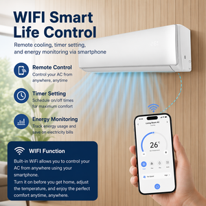 เครื่องปรับอากาศแบบแยกส่วน OEM 12000BTU ควบคุมผ่านแอป ตอบสนองอุณหภูมิรวดเร็ว เสียงเบา ประหยัดพลังงาน ระบบทำความเย็นแบบแยกส่วน - Product Image 5