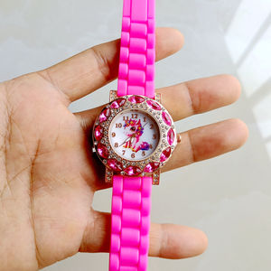 Mode enfants enfants étudiants filles belle bande dessinée licorne grand strass gelée bonbons Silicone fête cadeaux montres horloge - Product Image 4