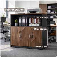 Armoire de rangement de bureau moderne en bois avec portes verrouillables et étagère ouverte, support d'imprimante pour le rangement de fichiers à domicile