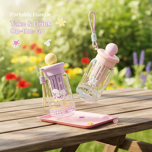JM6 Summer Girls Cartoon Cute Sports Plastic Straw Cup Food Grade High Temperature Resistant 500ml Direct <strong>Drinking</strong> - Product Image 4