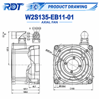 Ventilateur axial industriel AC pour armoire de refroidissement de variateur de fréquence (VFD) W2S135-EB11-01 230VAC 172mm à roulement à billes pour dissipation thermique des armoires
