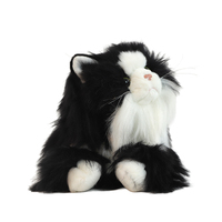 Peluche réaliste chat noir et blanc à poils longs, super douce en coton PP, lavable, vente en gros d'usine, cadeau pour enfants, OEM