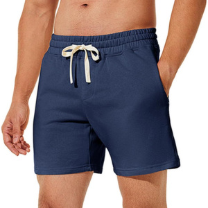 Shorts sportifs pour hommes 100% coton, couleur unie, taille élastique, poches, respirants, écologiques, séchage rapide, imperméables, élégants - Product Image 1